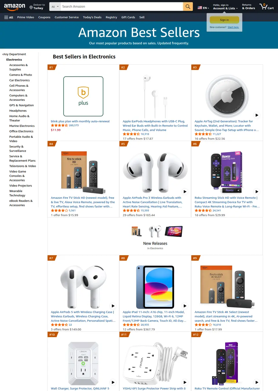 Best sellers source page