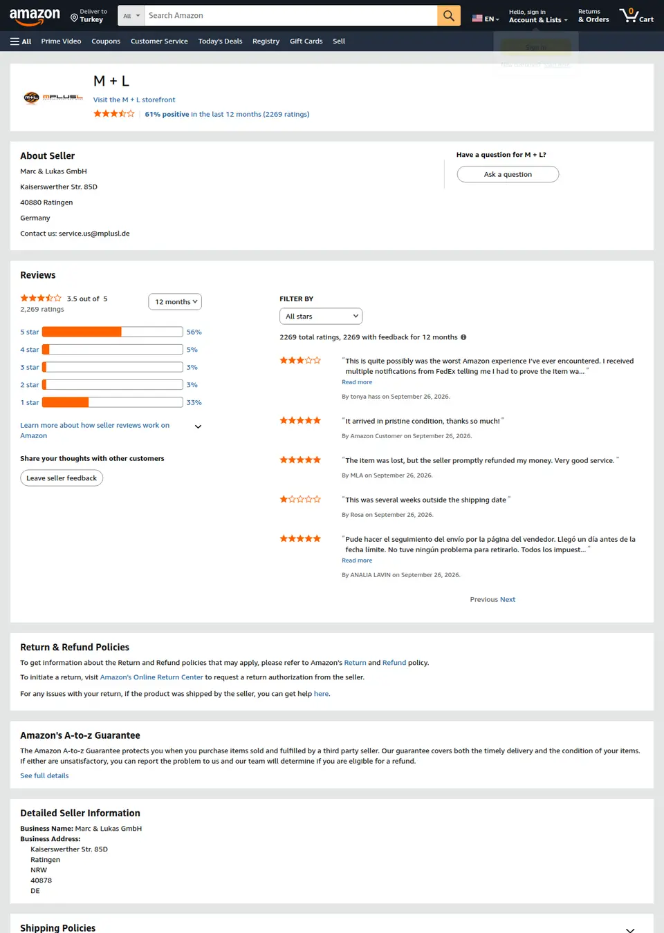 Seller profile source page