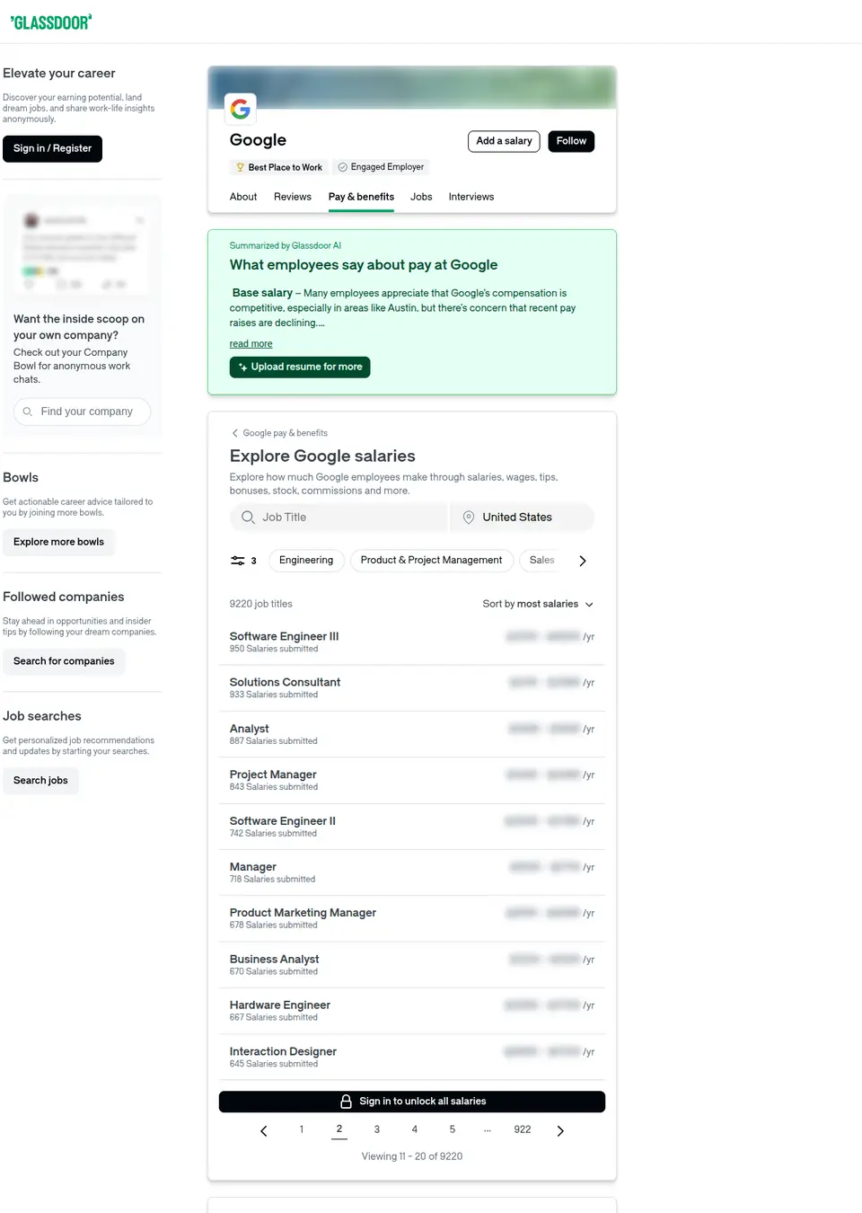 Salaries source page