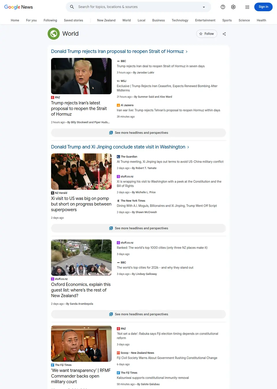 Headlines source page