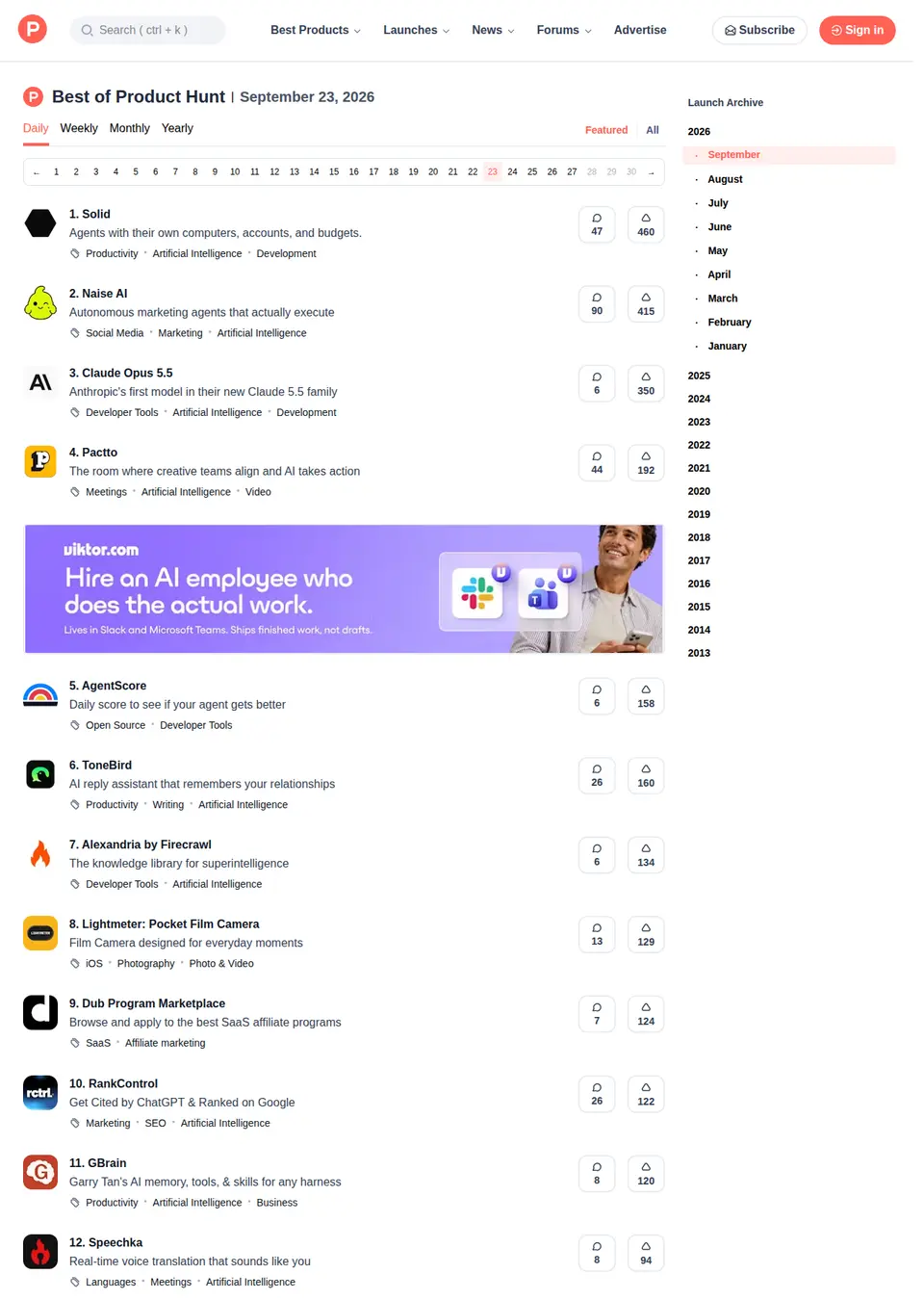 Launches source page